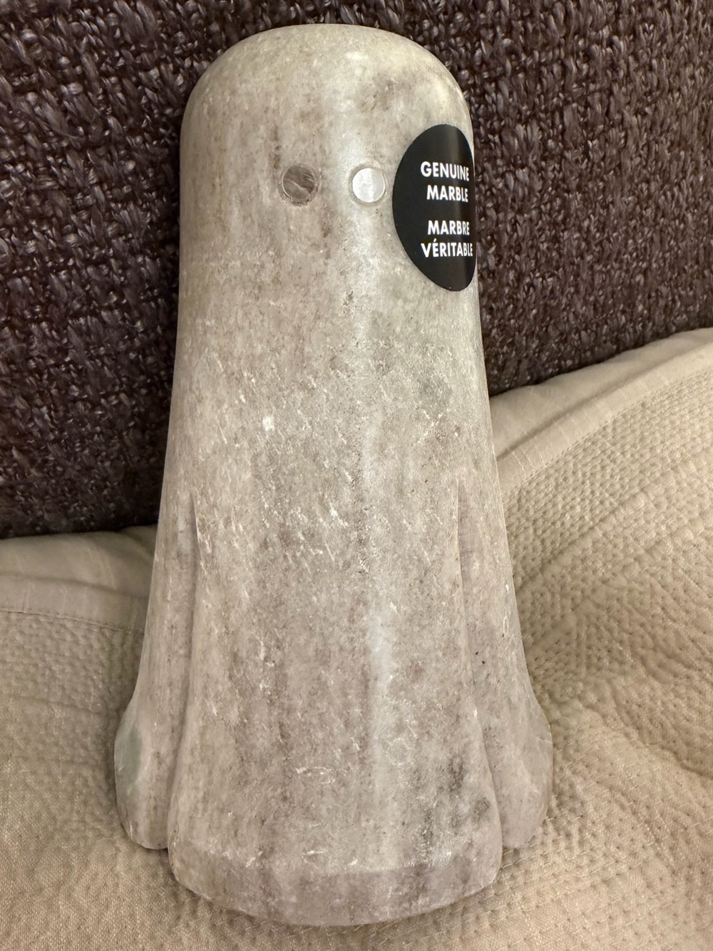 Home Goods Genuine Marble Ghost Figurine - White with Gray Veining Fall Decor
